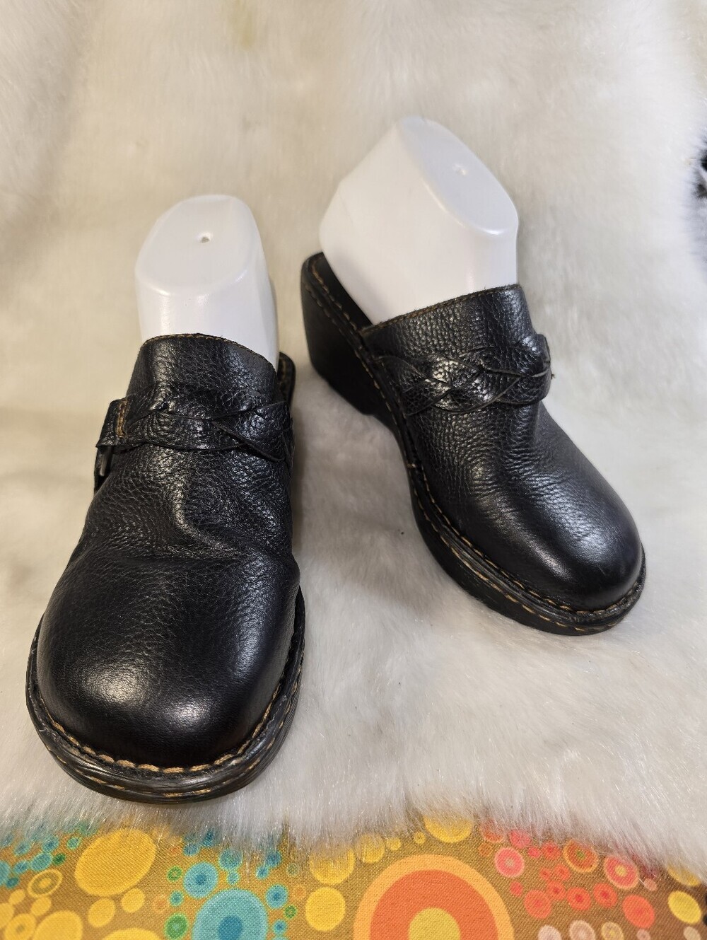 Born b.o.c. Peggy Clog Black Leather Comfort Clog Mules - Women